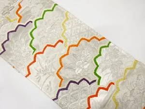 アンティーク　草花に古典柄模様織り出し袋帯（材料）